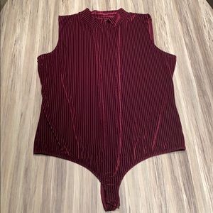 New York & Company Dark Purple Velvet Bodysuit